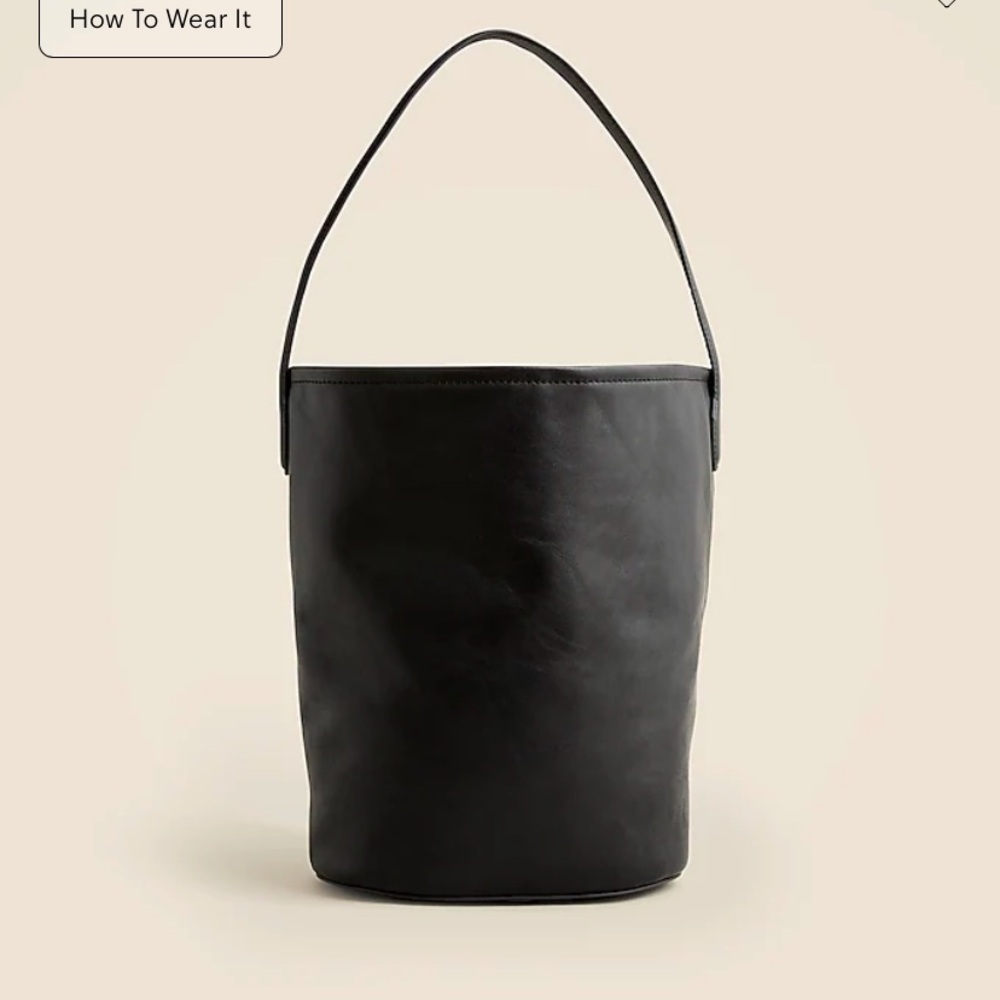 NWT J. Crew Berkeley bucket bag in black leather and suede